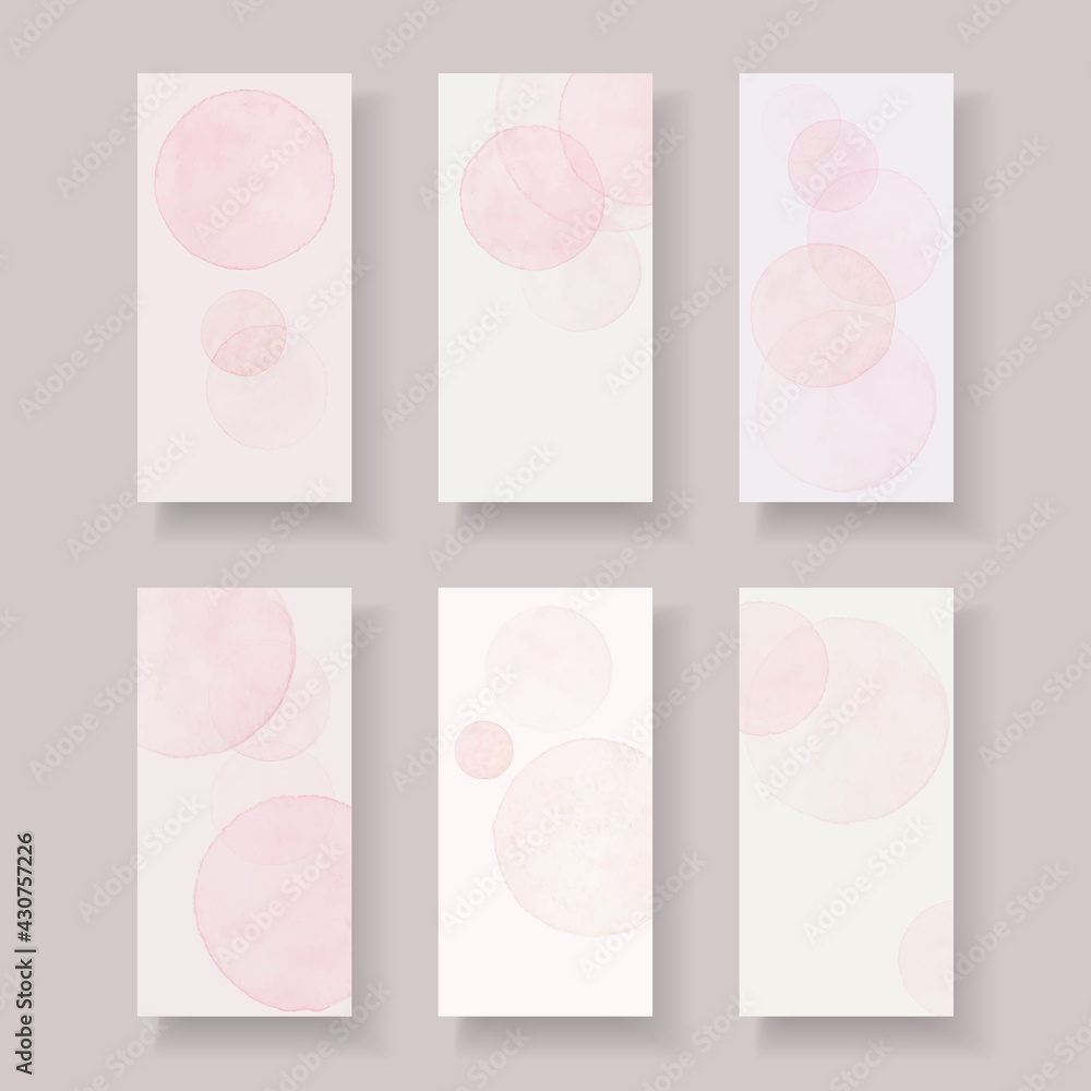 Set Watercolor Minimal Trendy Pink Templates