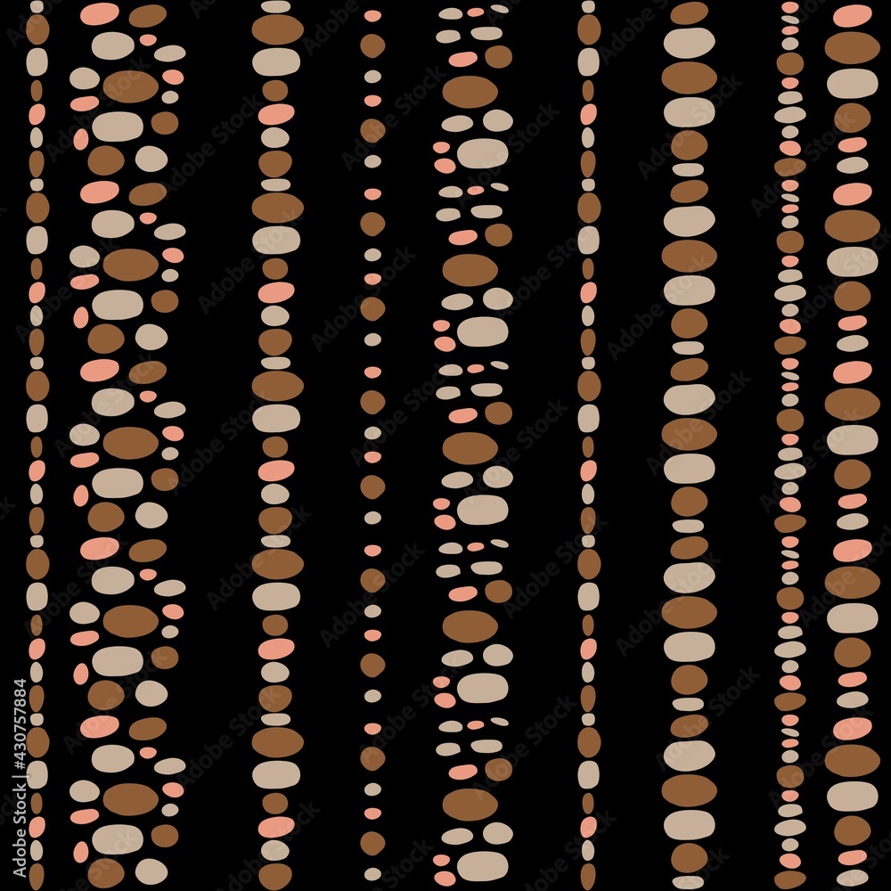 Seamless pattern with vertical stripes from brown stones on black background Seamless pattern with vertical stripes from brown stones on black background