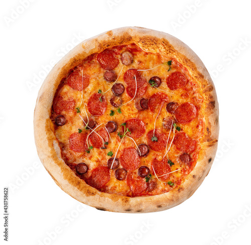 Pizza isolated on a white background. Way in path.