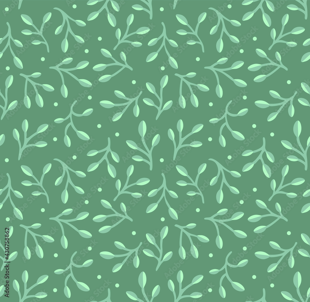 Japanese Curl Leaf Branch Stem Vector Seamless Pattern Japanese Curl Leaf Branch Stem Vector Seamless Pattern