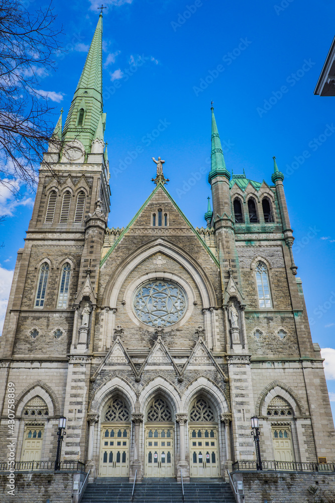 view on the 19th century cathedrale of Longueuil (Quebec, Canada), situated in the historic center.