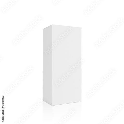 blank packaging white cardboard box isolated on white background ready for packaging design. 3d render