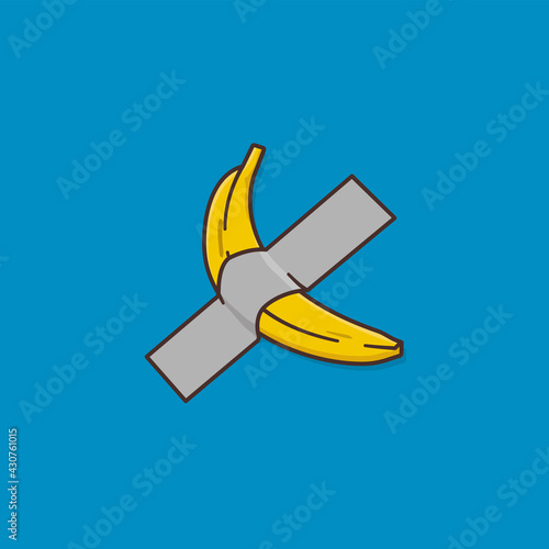 Banana fixed with duct tape cartoon vector illustration for Absurdity Day on November 20