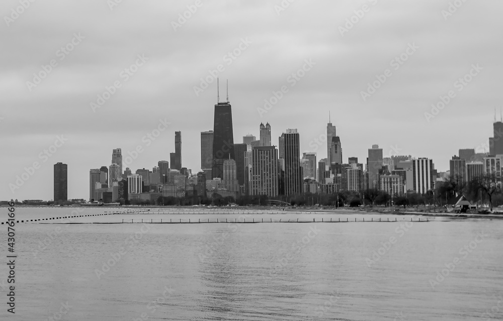 Chicago City skyline view from Lincoln Park