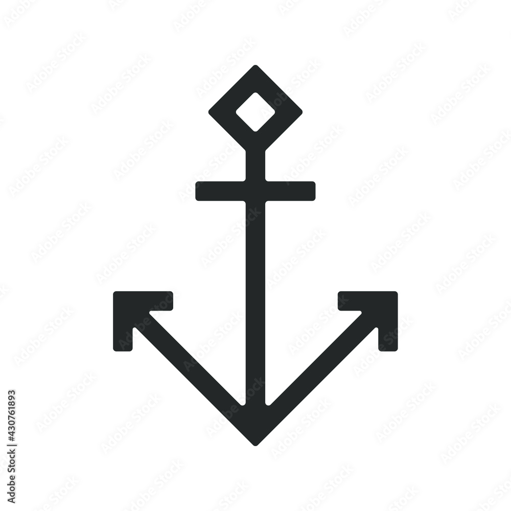 Anchor vector icon. Naval marine symbol. Sailing and maritime sign logo. Silhouette shape isolated on white background.