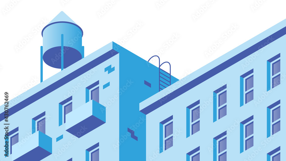 Obraz premium Isometric Building Facade Illustration