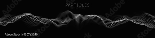 Data network wave. Music particle abstract tech background. Vector sound wave technology background. Equalizer for music, showing audio waves with music waves. EPS 10.