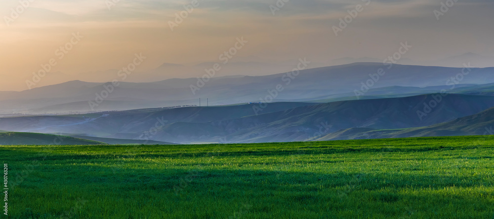 Sunset in the mountains of Azerbaijan.