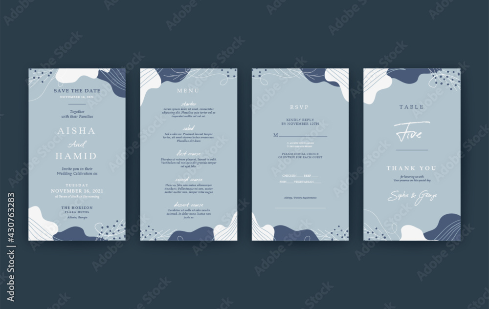 Elegant wedding invitation template vertical for mobile Stock Vector