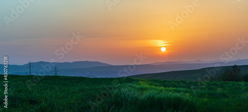 Sunset in the mountains of Azerbaijan.