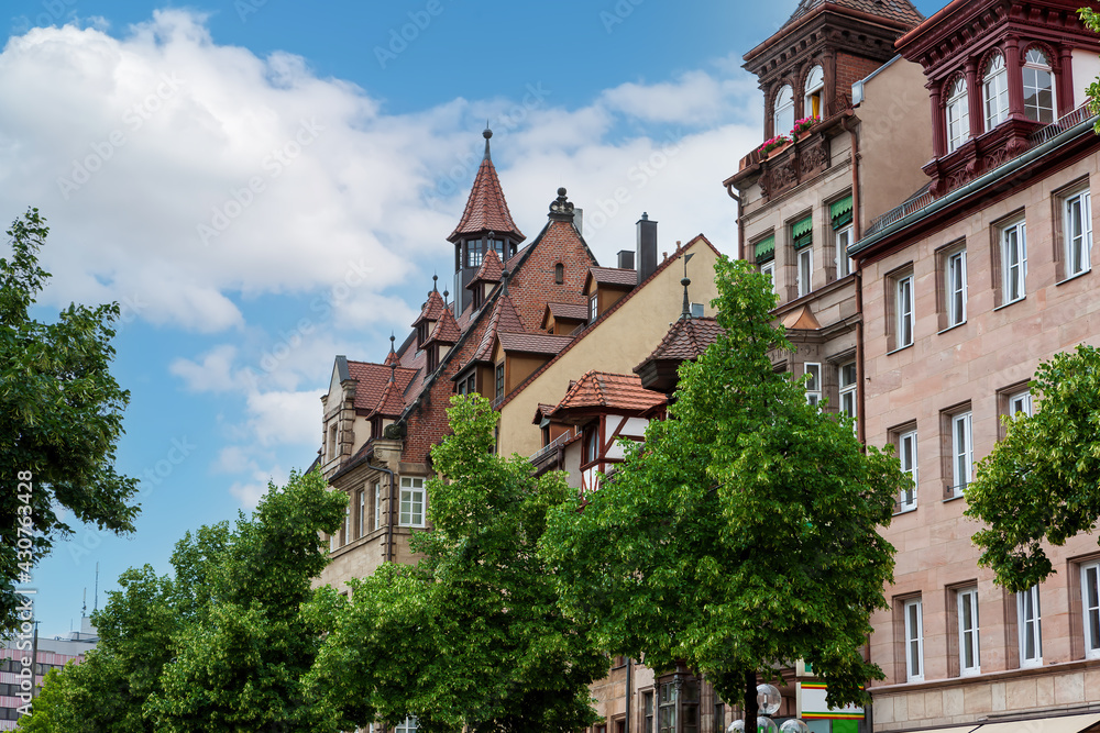 Old town and tiled roofs. Nuremberg, Germany