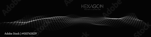 Hexagon wave vector template. Modern 3d graphic geometric background. Digital technology web flow abstract background. EPS 10.