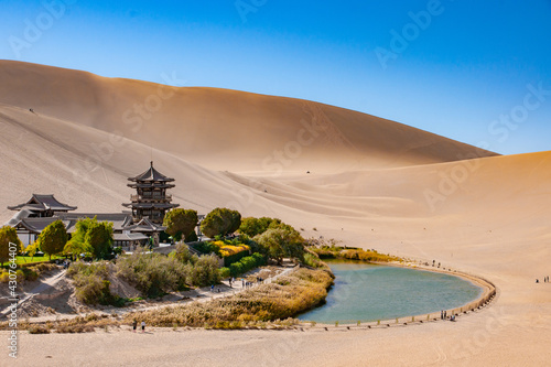 Dunhuang Gansu China Crescent Moon Lake Gobi Desert 