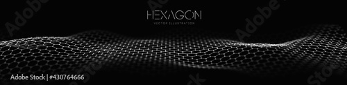 Hexagon wave vector template. Modern 3d graphic geometric background. Digital technology web flow abstract background. EPS 10. © RDVector