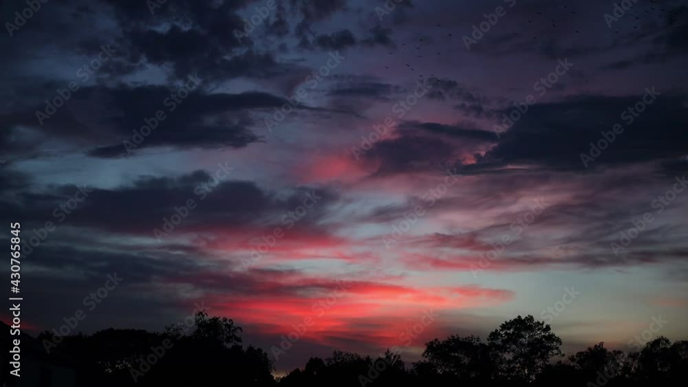 Clouds move in the sky at dusk Clouds move in the sky at dusk