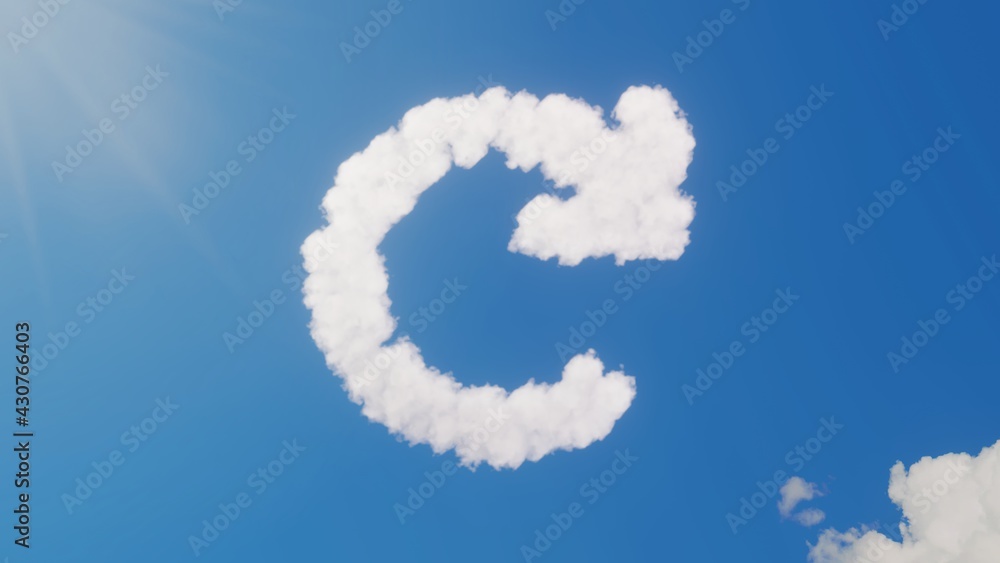 3d rendering of white clouds in shape of symbol of redo on blue sky with sun 3d rendering of white clouds in shape of symbol of redo on blue sky with sun