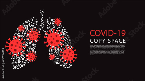 Virus cells in lung. Infected lungs. Coronavirus, COVID-19. 2019-nCoV. lung disease, pneumonia, asthma, cancer, tuberculosis.