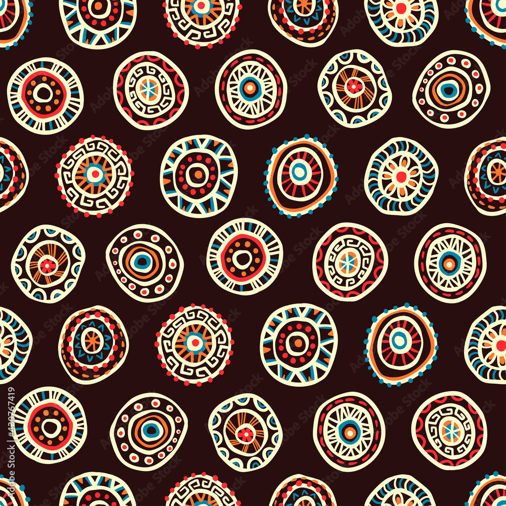Fun hand drawn ethnic seamless pattern, abstract doodle background, great for textiles, wrapping, banners, wallpapers - vector design Fun hand drawn ethnic seamless pattern, abstract doodle background, great for textiles, wrapping, banners, wallpapers - vector design