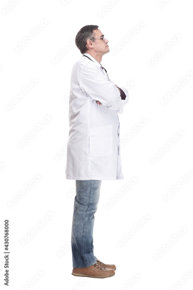 in full growth. qualified doctor with a stethoscope. in full growth. qualified doctor with a stethoscope.