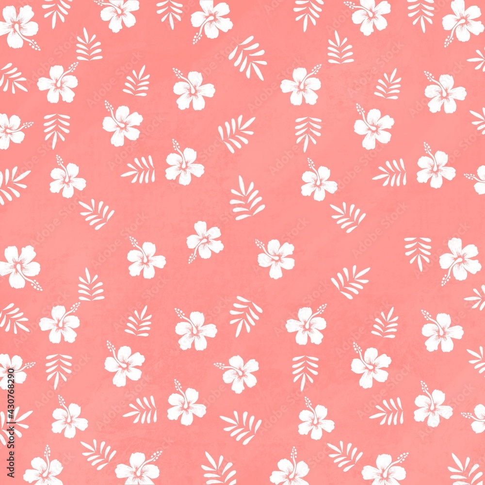 Hand drawn wallpaper of hibiscus Hand drawn wallpaper of hibiscus