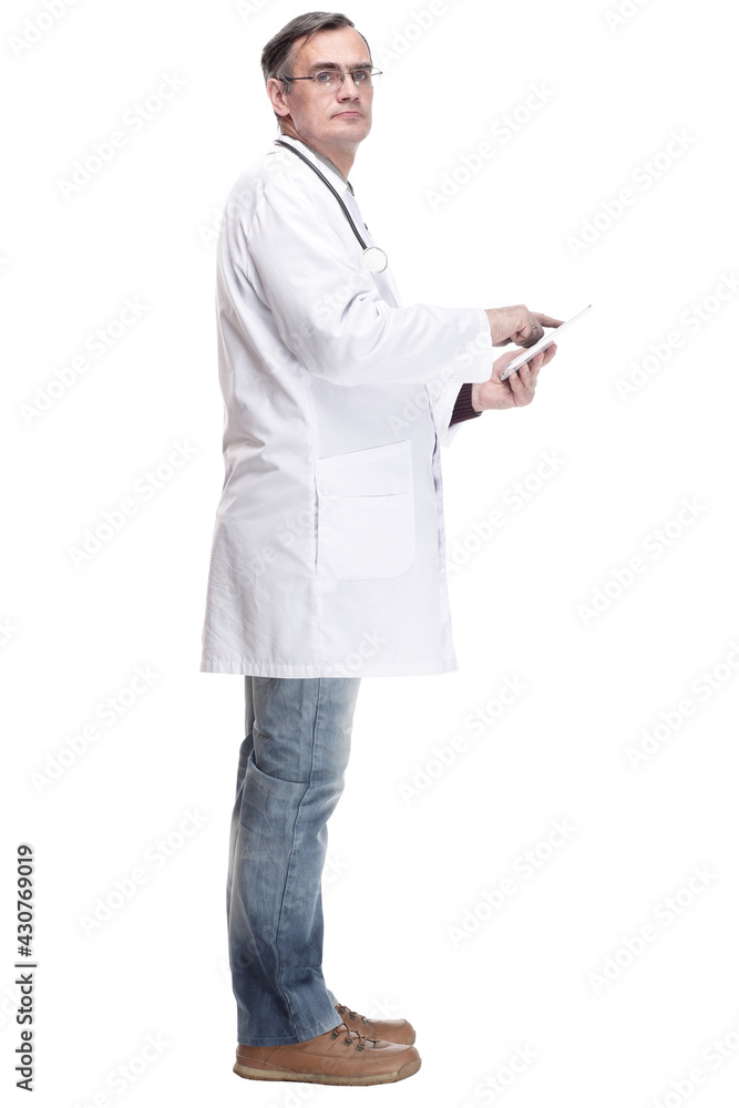 in full growth.qualified doctor with a digital tablet.