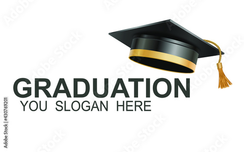 High school or university graduate hat isolated on white background 3d vector graduation ceremony cap student hat black education cap
