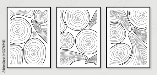 Abstract art background vector. Minimalist modern contour drawing. contemporary abstract line art design for wall art, wallpaper, home decoration, cover, printable painting. 