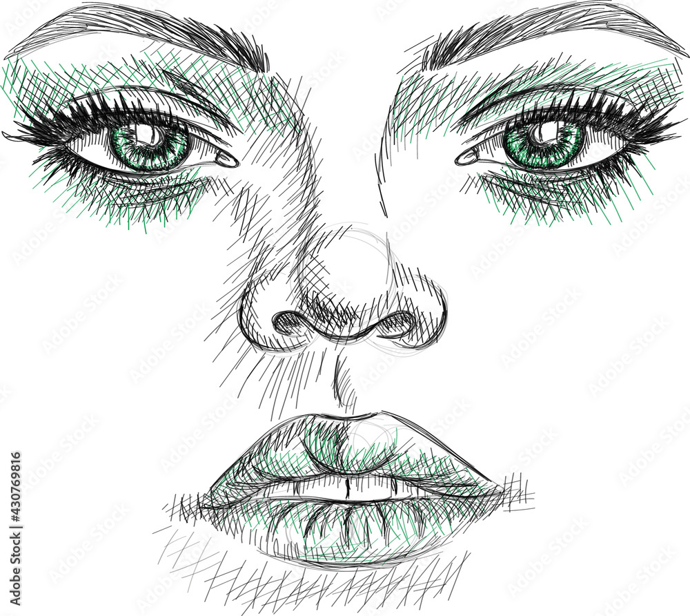 Obraz premium Woman Face - Stylized sketch art