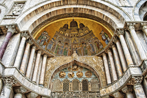 Fényképezés Venice, Italy - Outside portal of the basilica of Saint Mark