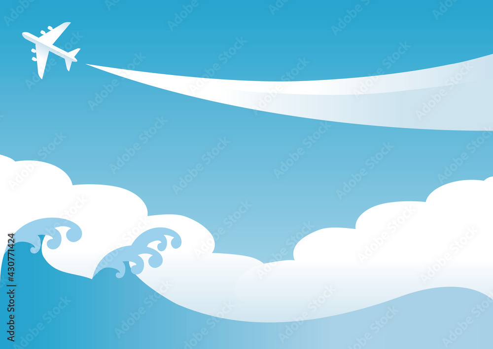 飛行機 夏 海 青空 コピースペース 背景 イラスト素材 Stock Vector Adobe Stock