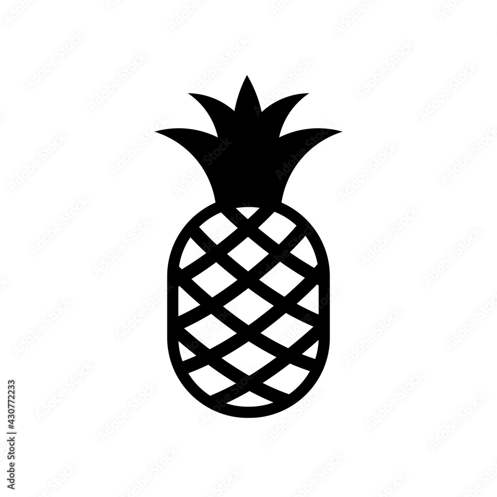 Pineapple black icon. Vector isolated on white. Pineapple black icon. Vector isolated on white.
