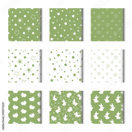 Seamless set cute patterns. seamless texture, textile print, pastel backgrounds for invitation, birthday party, scrapbook, gift paper.