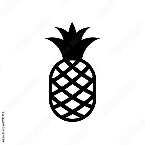 Pineapple black icon. Vector isolated on white.