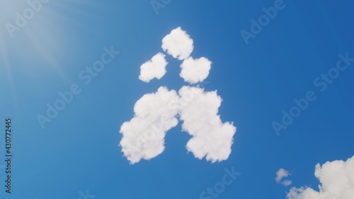 3d rendering of white clouds in shape of symbol of holly berry on blue sky with sun