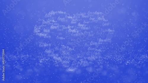 Big love heart shape animation consisting of a word love. Concept Valentine's Day motion background.	