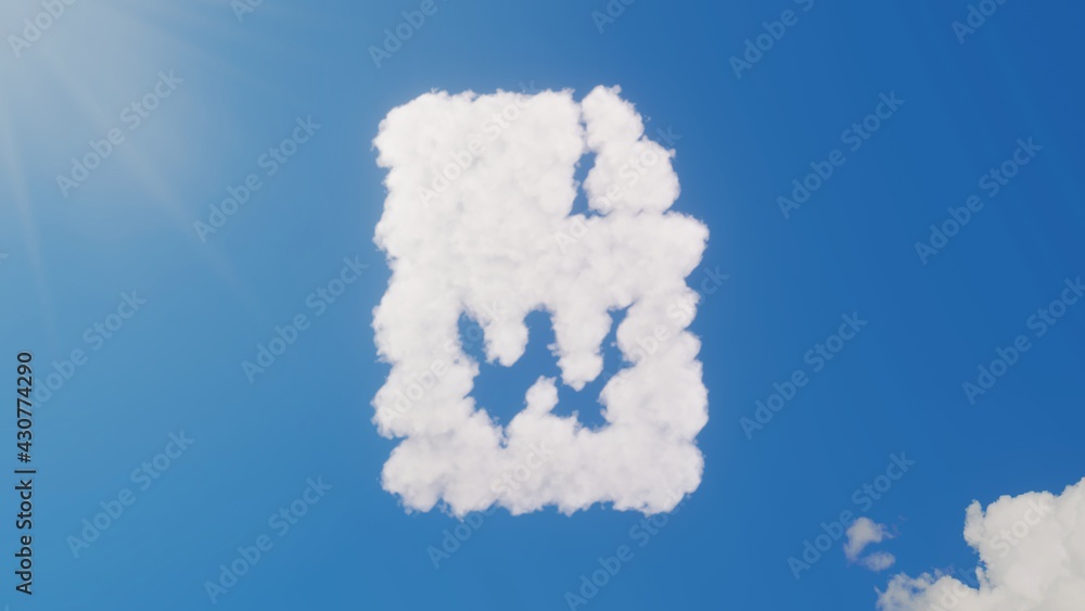 3d rendering of white clouds in shape of symbol of file word on blue sky with sun 3d rendering of white clouds in shape of symbol of file word on blue sky with sun