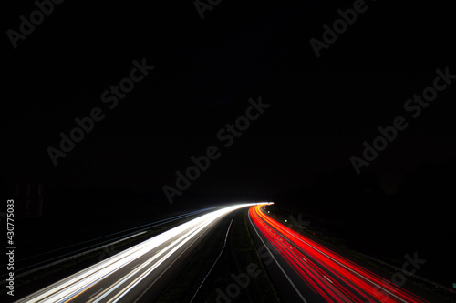 Lightpainting above a highway with traffic 