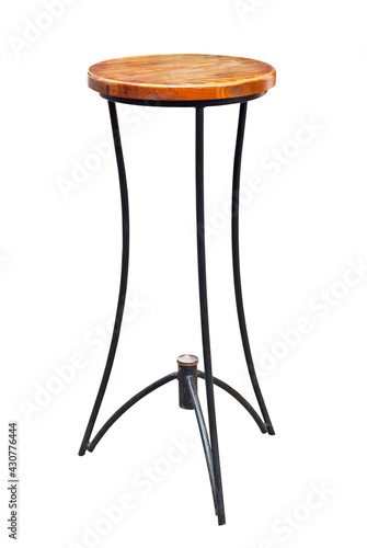 Round table with wrought iron legs. Street table isolated on a white background.