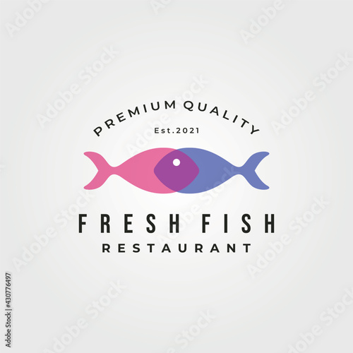fresh fish restaurant logo vector symbol illustration design
