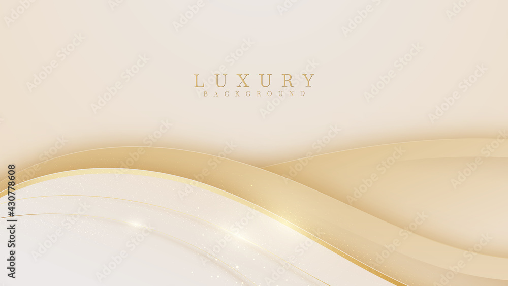 Curve golden line on cream shade background. Luxury realistic concept. 3d  paper cut style. Vector illustration for design. Stock Vector | Adobe Stock
