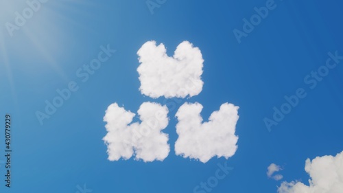 3d rendering of white clouds in shape of symbol of boxes on blue sky with sun