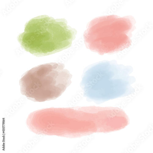 Abstract watercolor stains. Colored background spots for design of banner, poster, postcard, print. Gouache shapes in pastel colors. Vector illustartion
