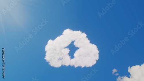 3d rendering of white clouds in shape of symbol of cloud upload on blue sky with sun