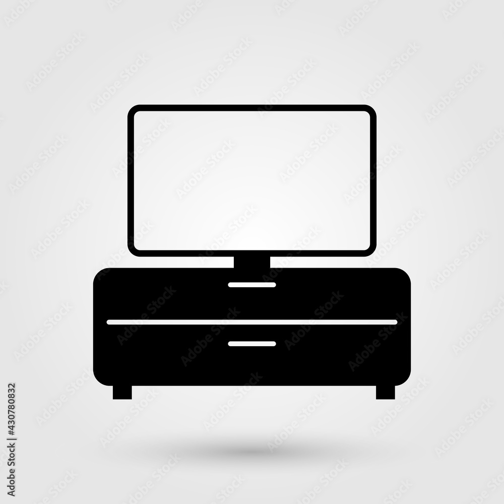 TV table icon. Television set symbol. TV table icon. Television set symbol.