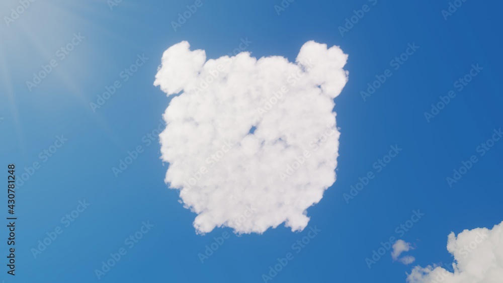 3d rendering of white clouds in shape of symbol of alarm clock on blue sky with sun 3d rendering of white clouds in shape of symbol of alarm clock on blue sky with sun