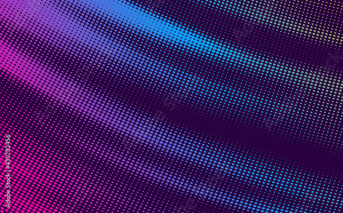 Glowing halftone neon background. Vibrant abstract vector design, with blue and violet dots. 