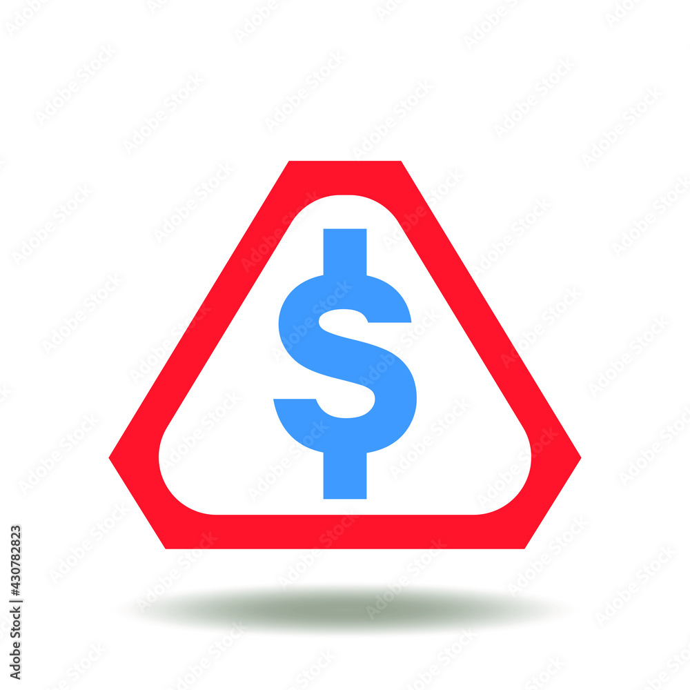 Attention triangle sign with dollar currency vector illustration. Financial risk icon. Finance risk management symbol. Attention triangle sign with dollar currency vector illustration. Financial risk icon. Finance risk management symbol.