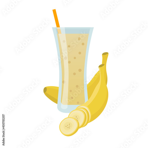 Fruit smoothie with banana. Vector illustration
