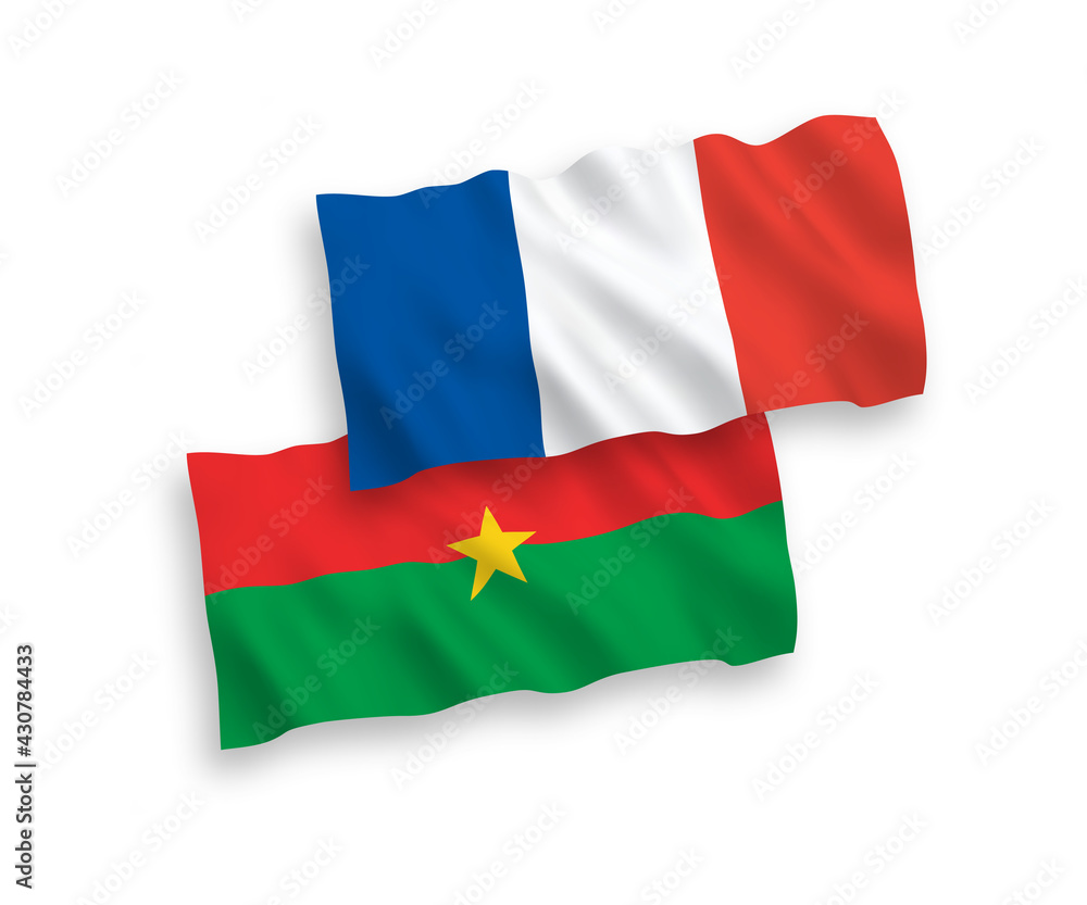 Flags of France and Burkina Faso on a white background