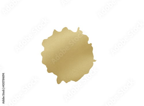 Abstract gold texture blot .A stain of luxurious hand drawn paint on a white isolated background. Vintage picture drop and splash,round spot,stain,splatter. Design for web, social media, packaging.